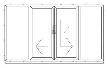 PVC PSK type dobbelt skyvedører med fire deler ( min bredde 3380 mm )